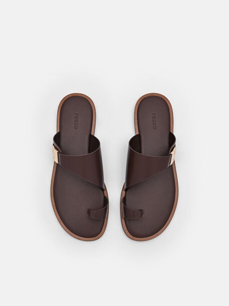 Jatte Leather Sandals, Dark Brown