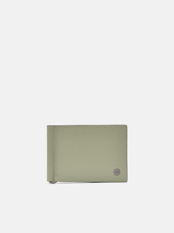 Oliver皮革雙折疊錢夾子卡包, 橄榄色