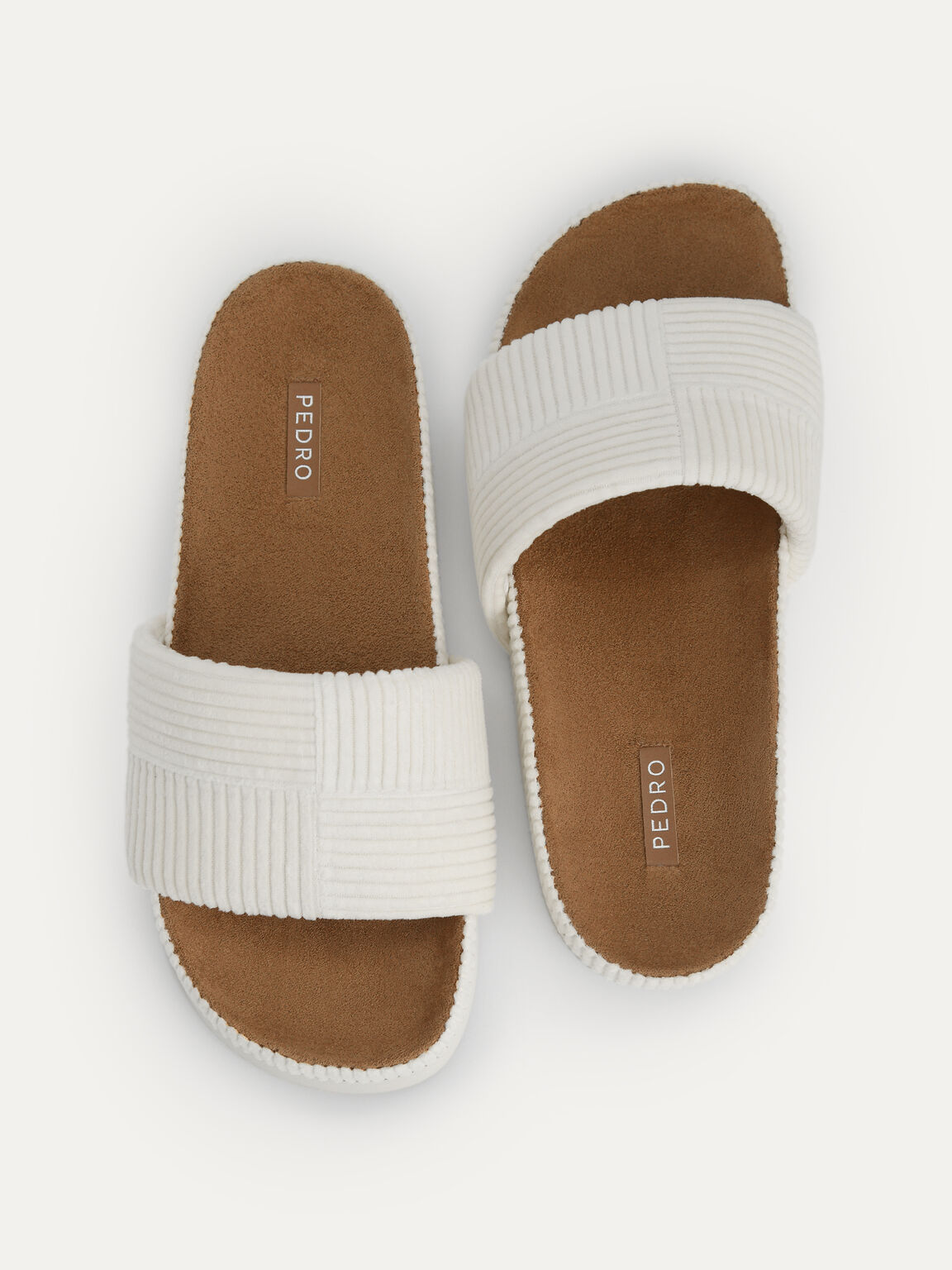 Corduroy Flatform Sandals, Chalk