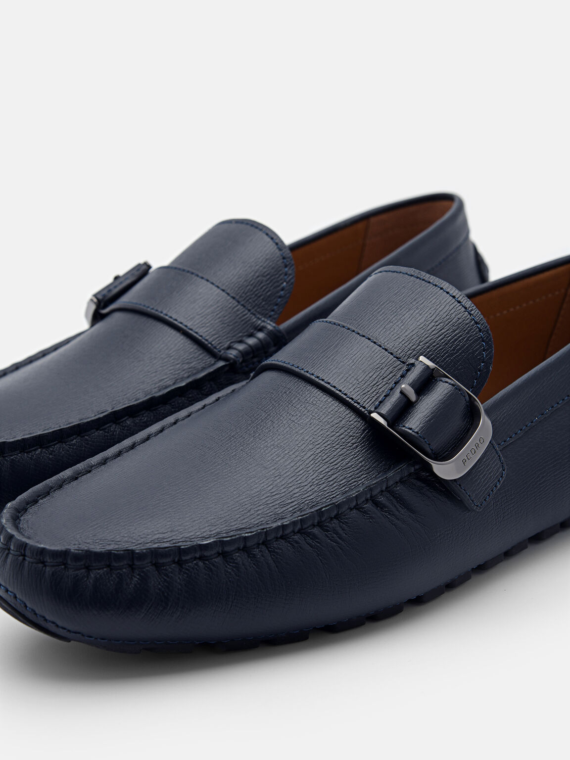 Helix Leather Moccasins, Navy