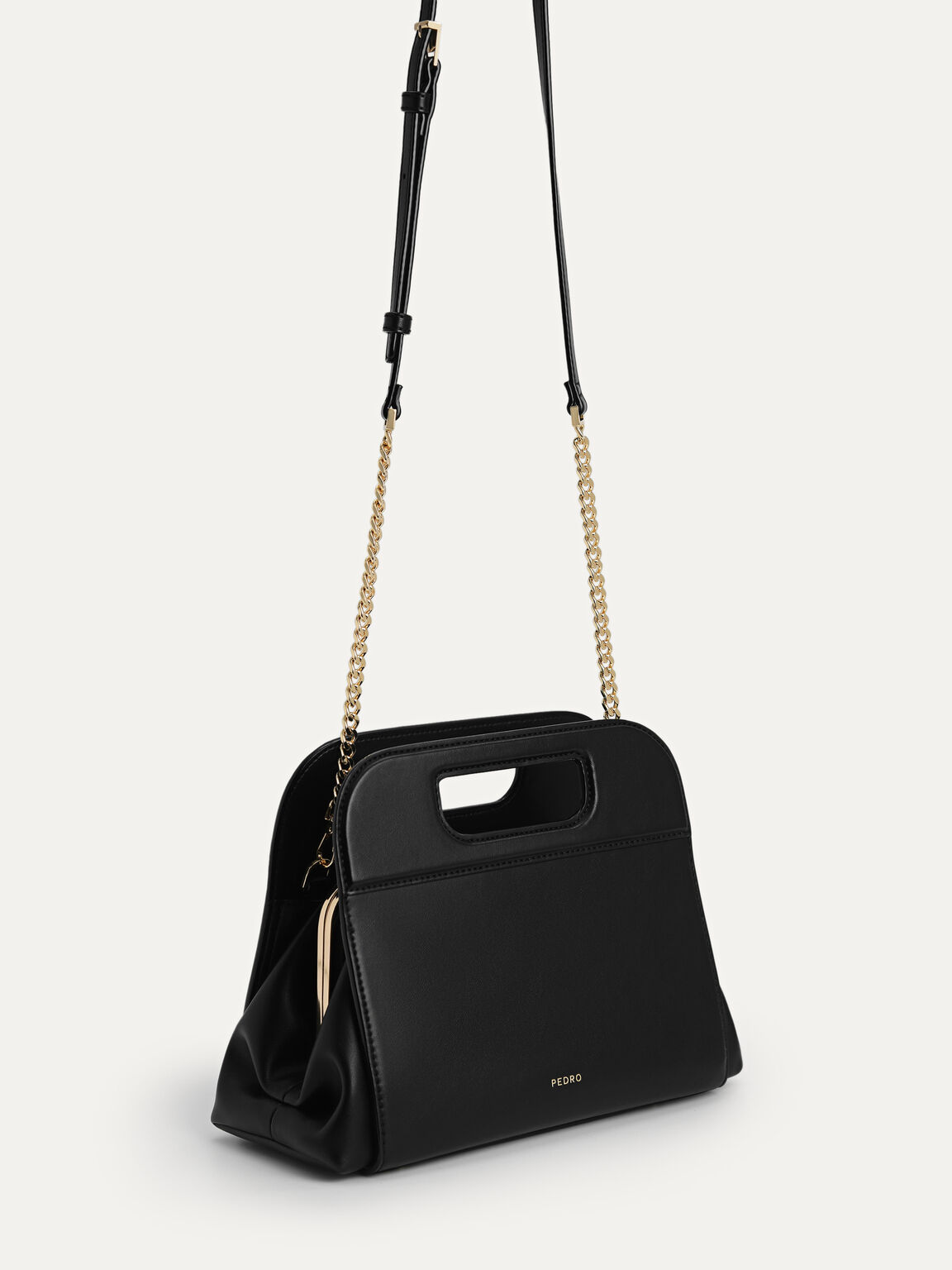 Structured Top Handle Bag, Black