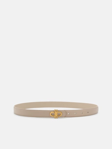 Leather Tang Belt, Light Taupe