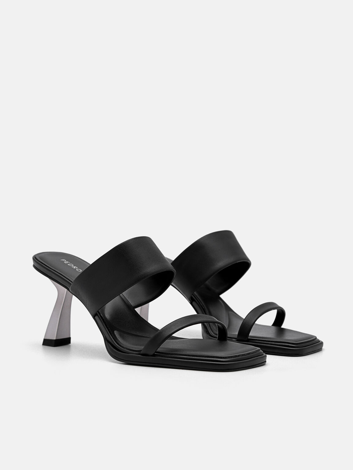Amelie Leather Heel Sandals, Black