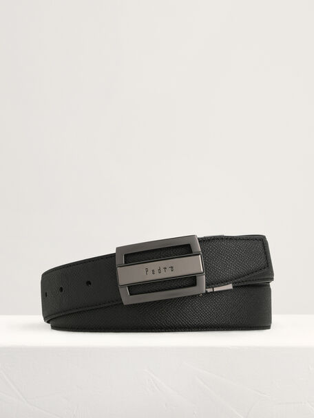 Leather Reversible Tang Belt, Black