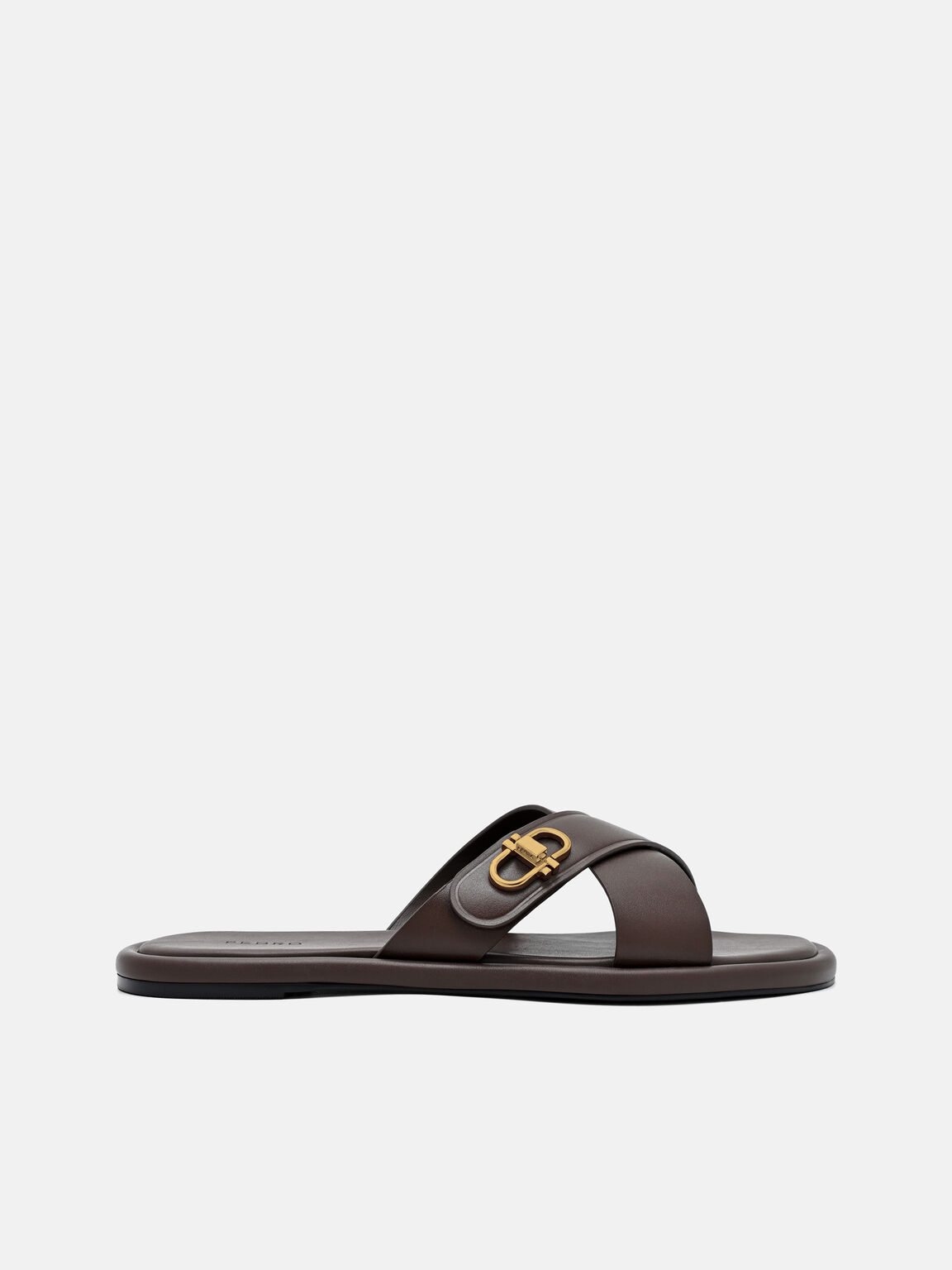 Sienna Leather Cross Sandals, Dark Brown