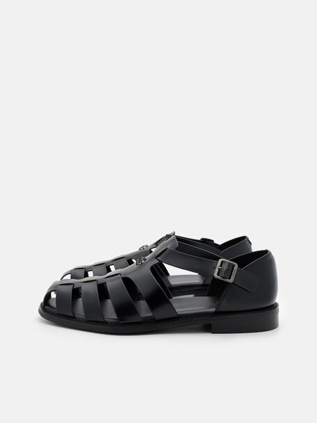 Brent Leather Sandals, Black