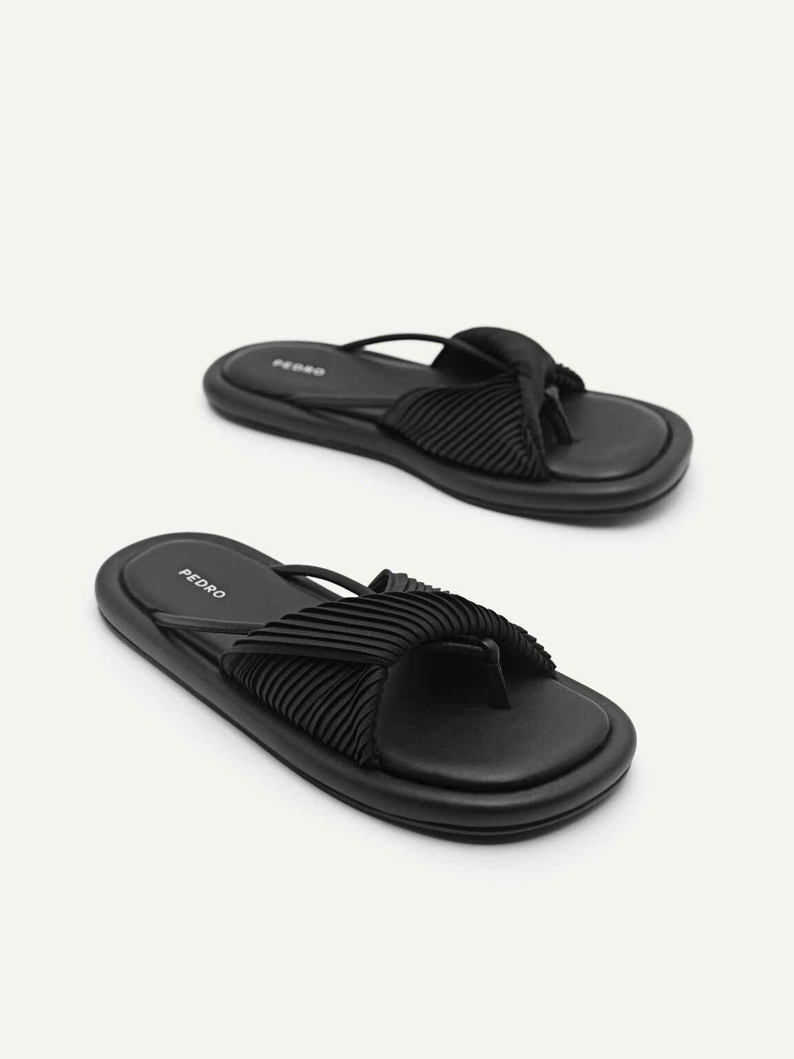 rePEDRO Pleated Sandals, Black, hi-res