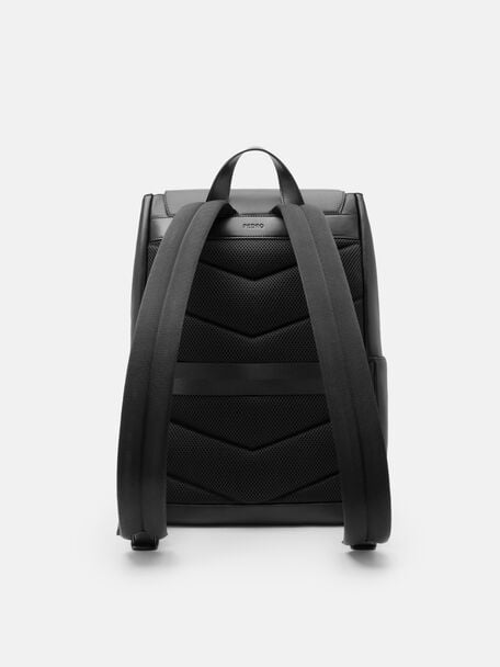 Tex Leather Backpack, Black Tumble