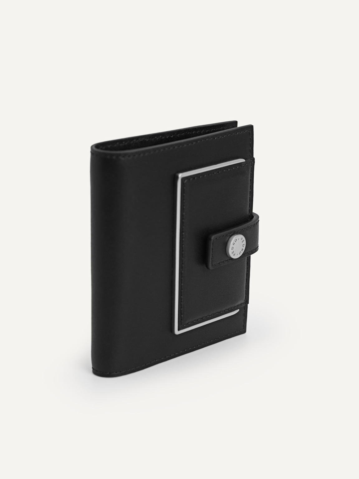 Monochrome Bi-Fold Leather Wallet, Black