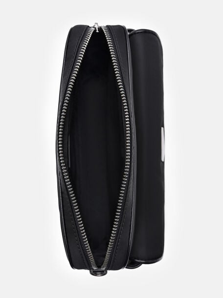 Taper Nylon Crossbody Bag, Black Nylon