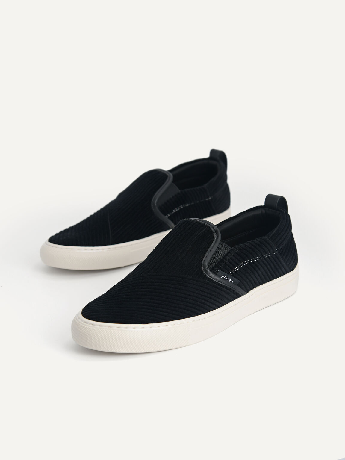 Corduroy Slip-On Sneakers, Black