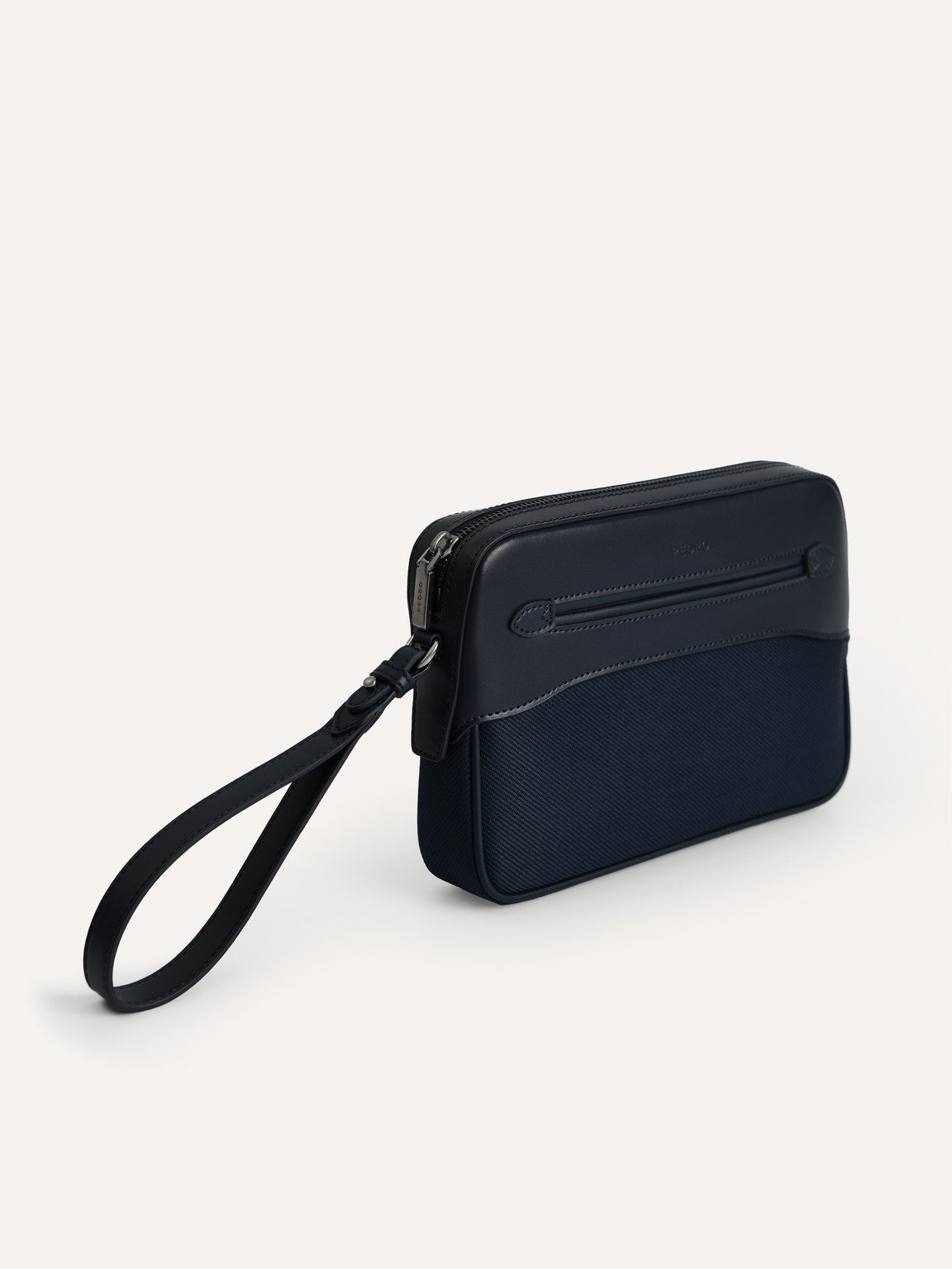 Leather Clutch, Navy