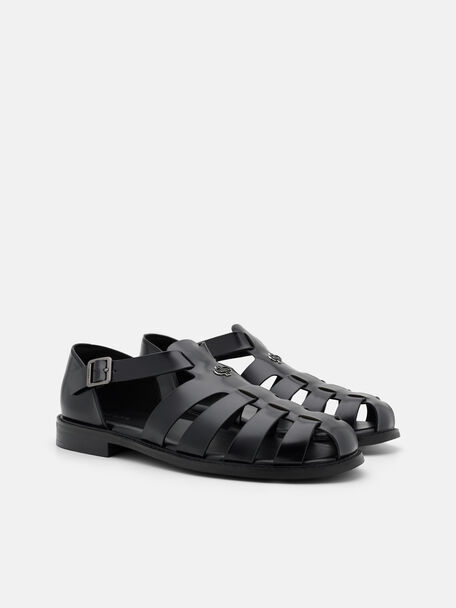 Brent Leather Sandals, Black