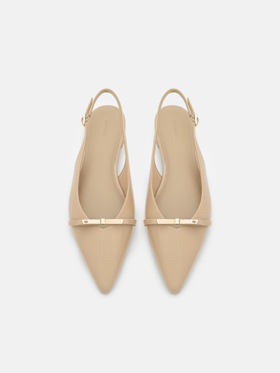 Jeanine Leather Slingback Flats, Sand Patent