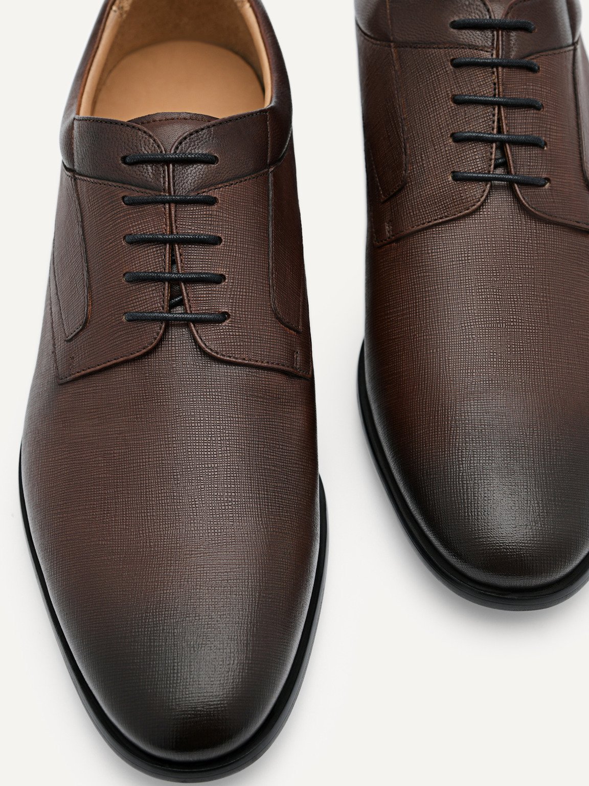 Embossed Leather Derby Shoes, Dark Brown