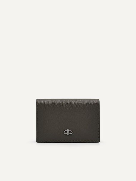 Embossed Leather Card Holder, Military Green