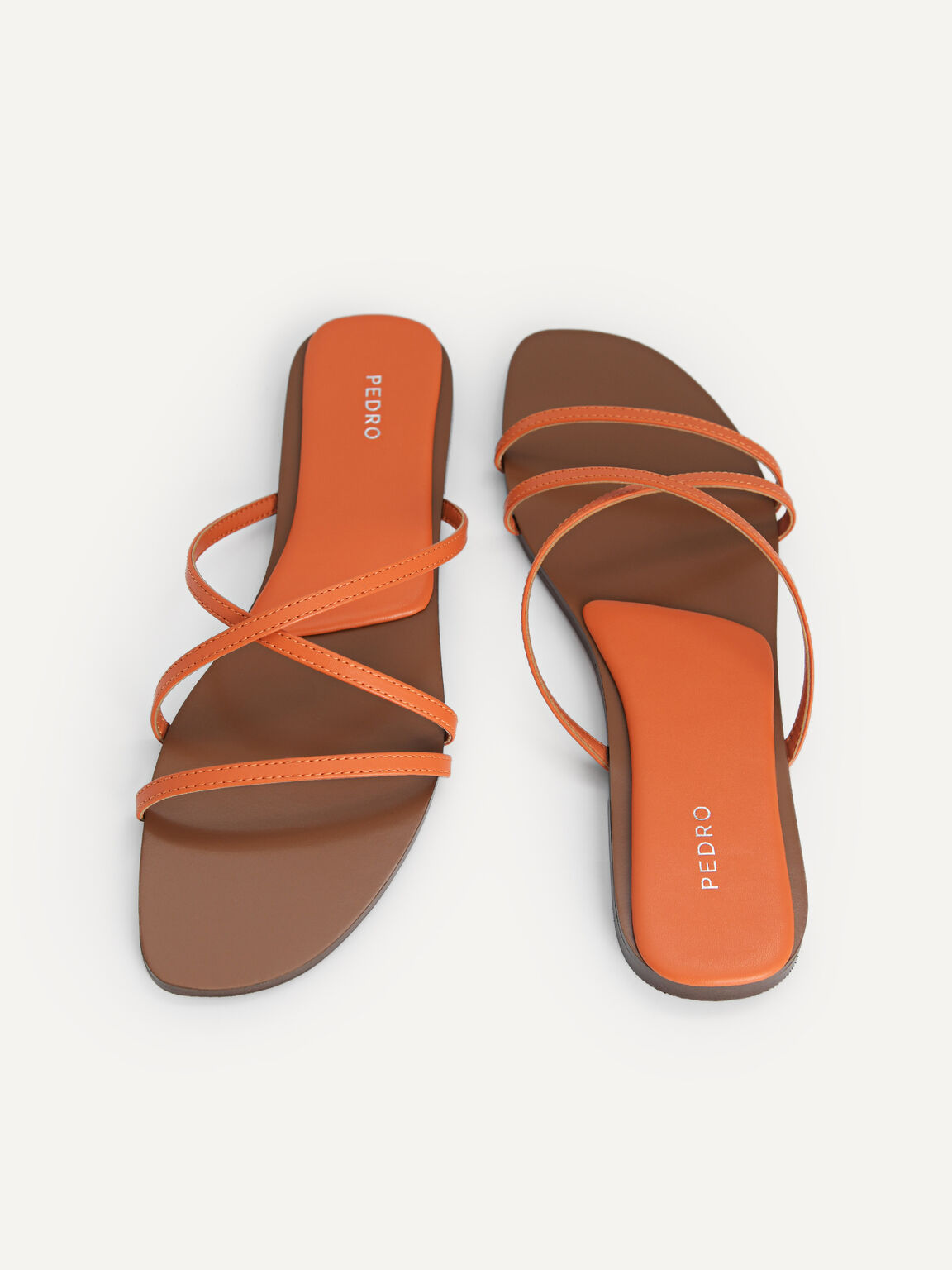 Criss-Cross Strappy Sandals, Orange