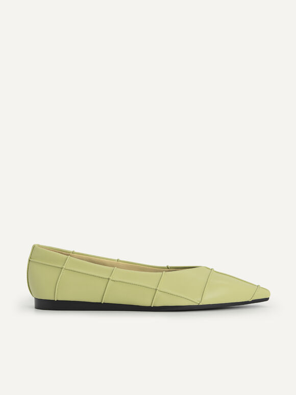 Pointed Toe Flats, Olive