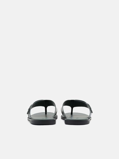 Buckle Thong Sandals, Dark Green