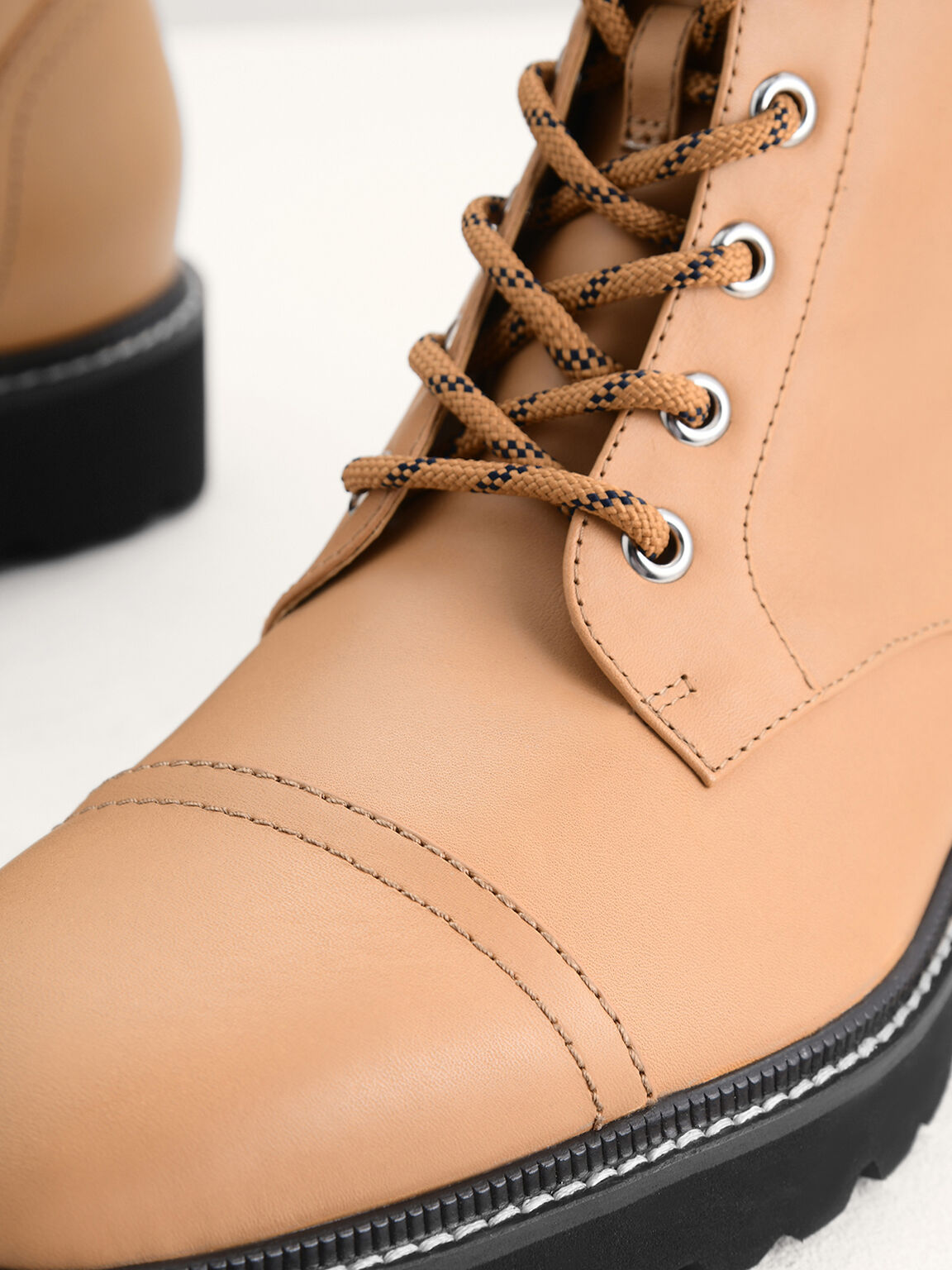 Lace Up Leather Ankle Boots, Camel, hi-res