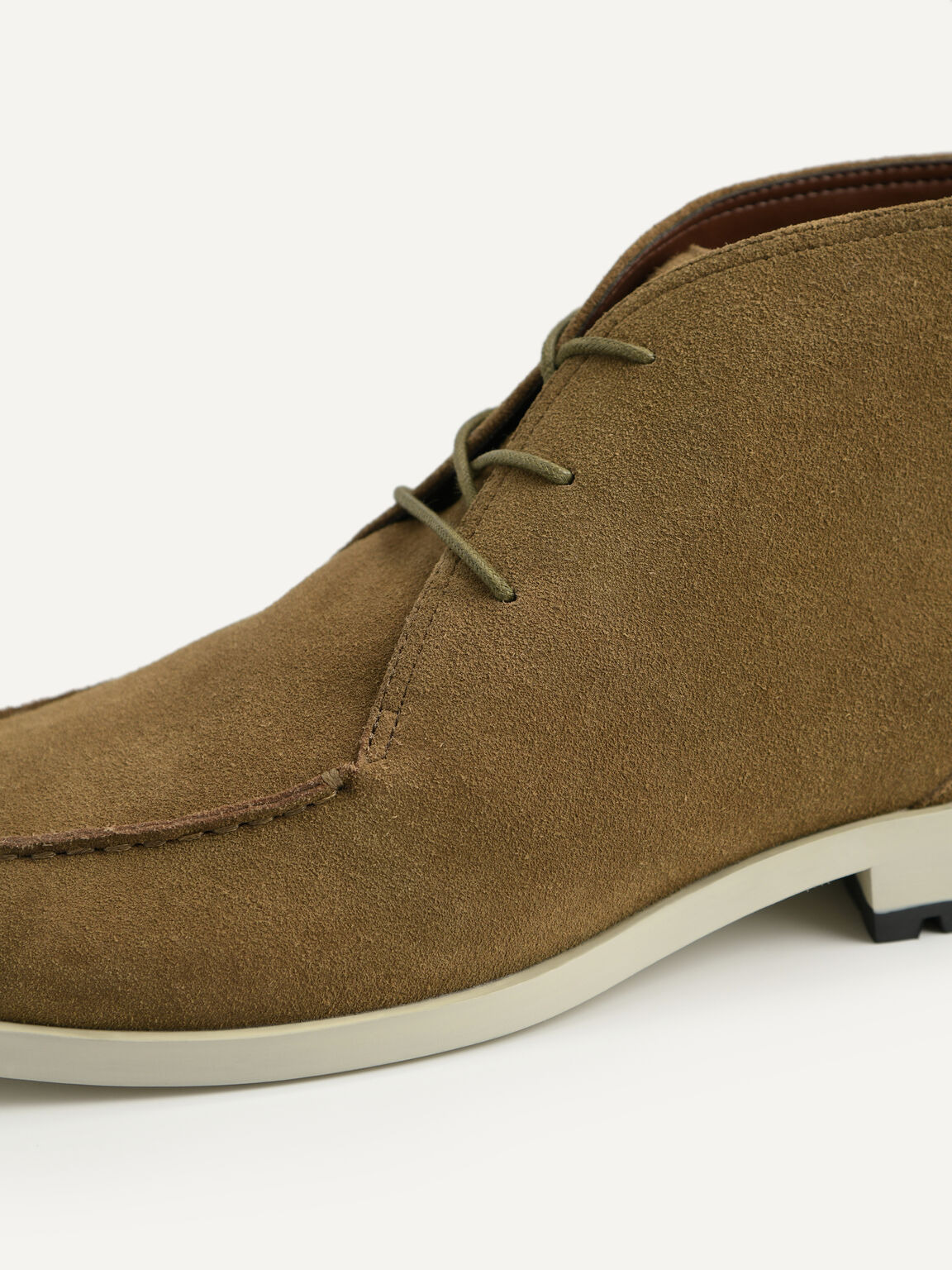 Suede Leather Boots, Olive