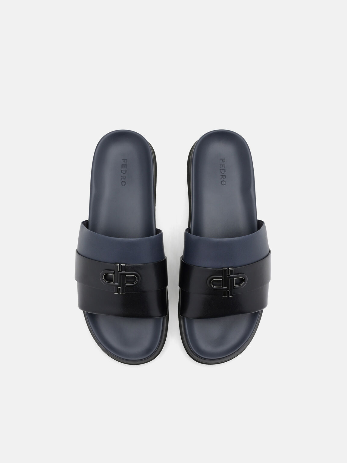 Monogram Slide Sandals, Navy