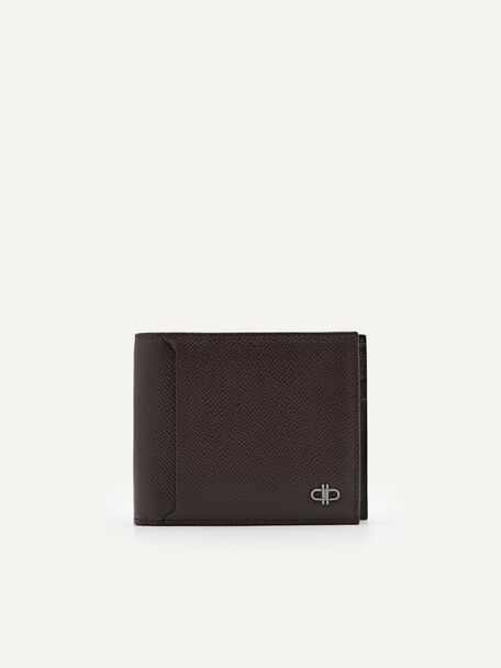 Embossed Leather Bi-Fold Wallet with Insert, Dark Brown