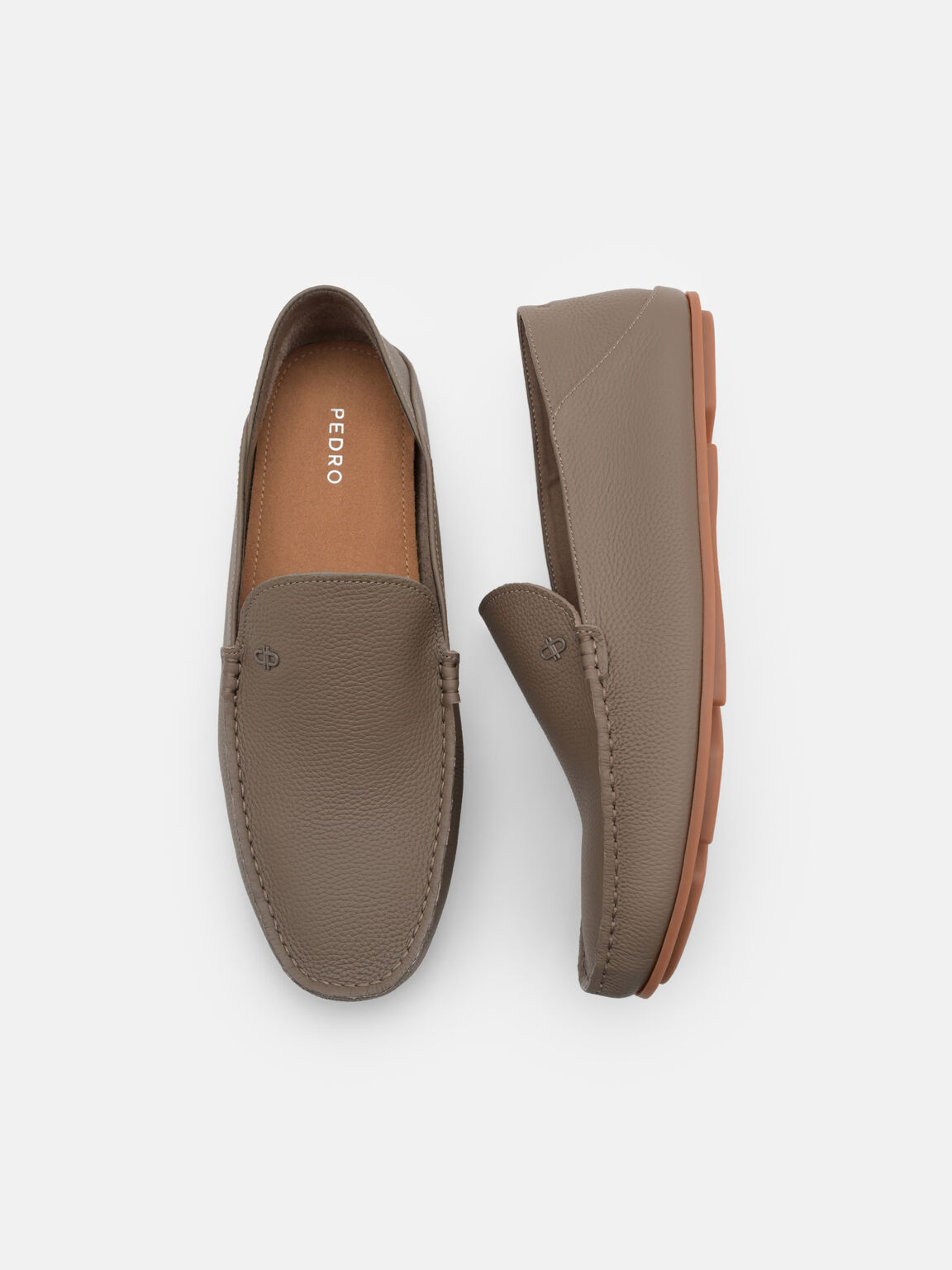 Leather Icon Driving Shoes, Dark Taupe Tumble