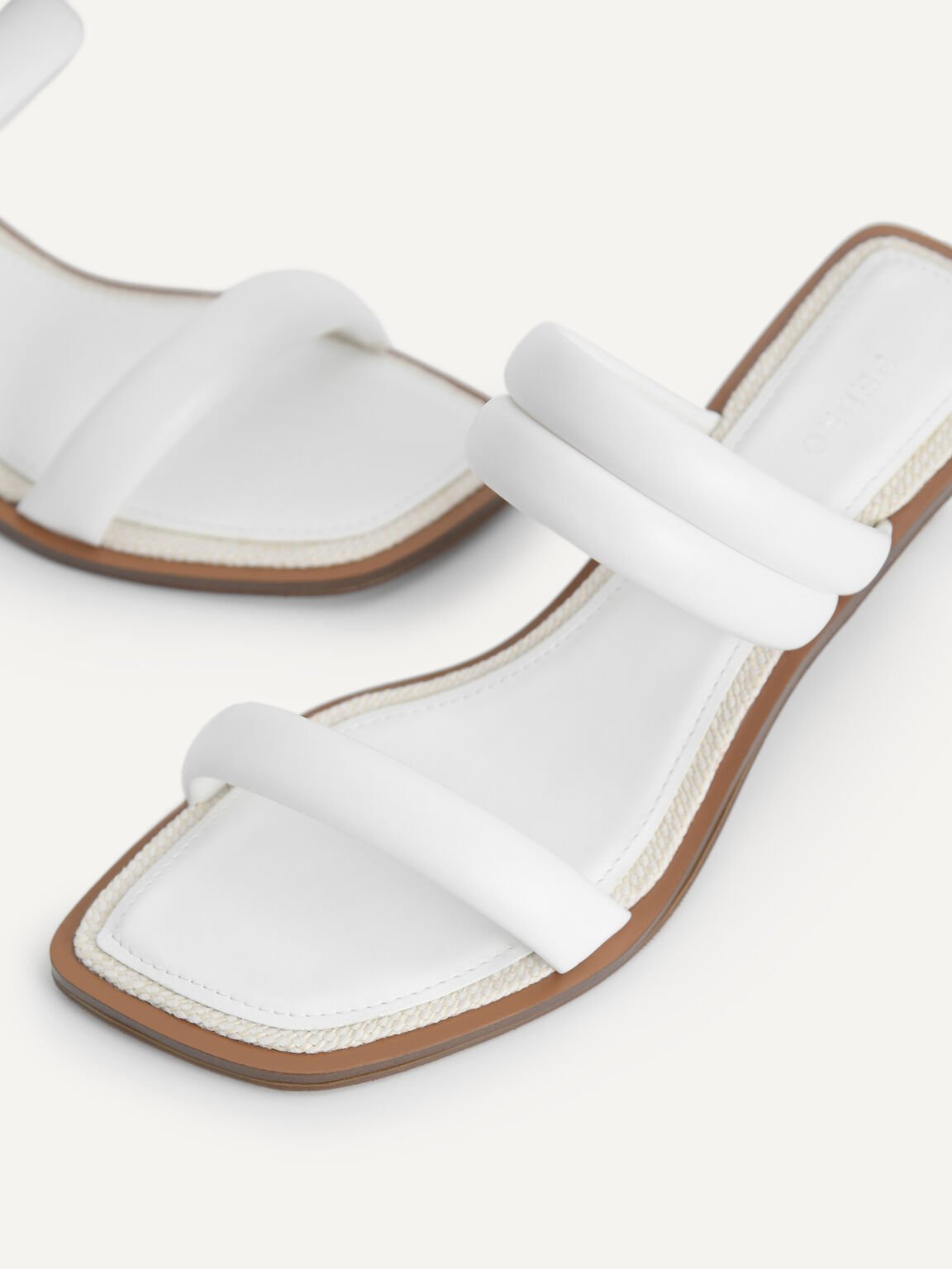 Double Strap Heel Sandals, White