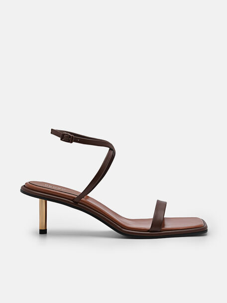 Myra Heel Sandals, Dark Brown