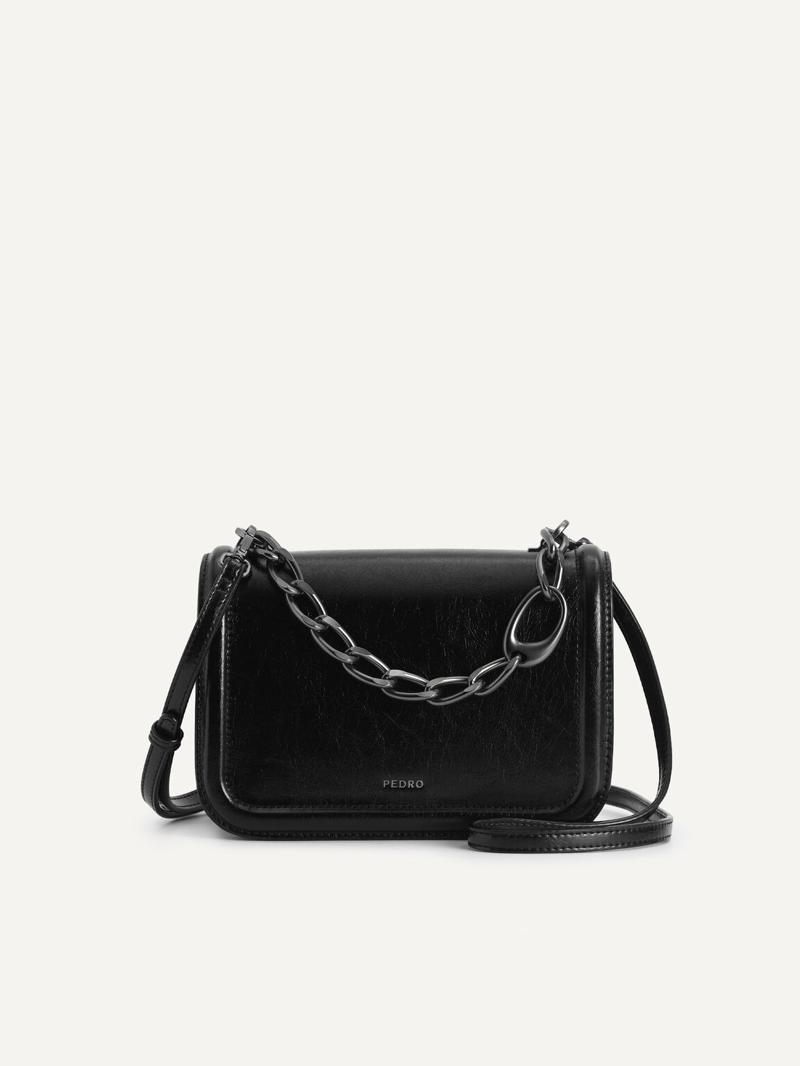 Chain-Strap Shoulder Bag, Black