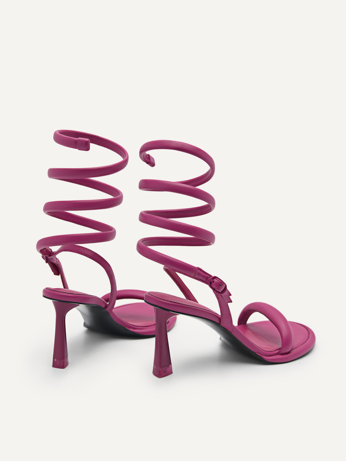 Terrazo高跟鞋配可拆卸線圈綁帶, 深紫红色