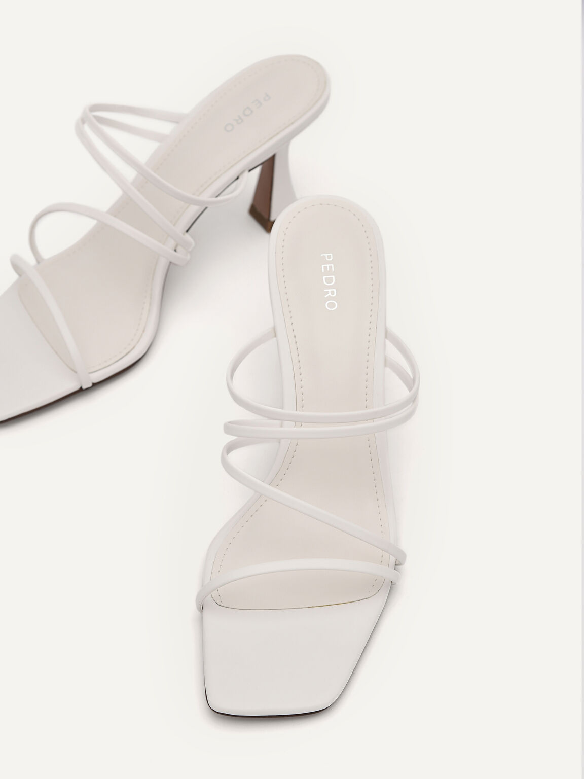 Strappy Heel Sandals - White, White
