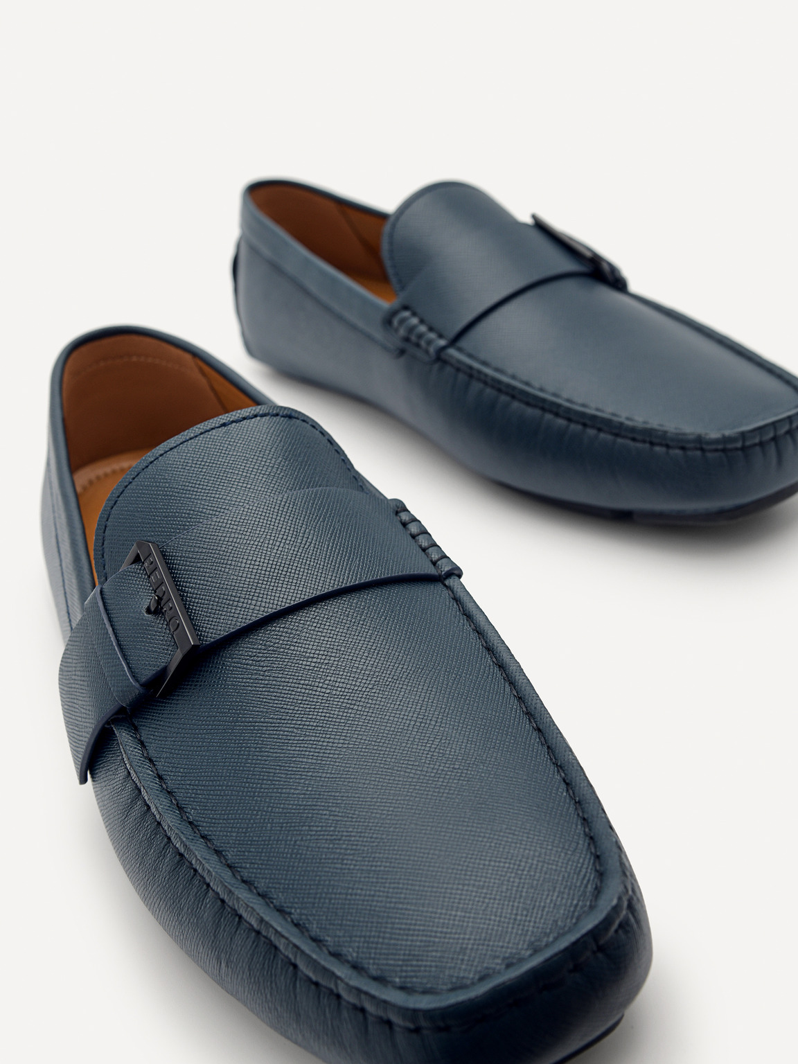 Leather Strap Driving Shoes, Navy