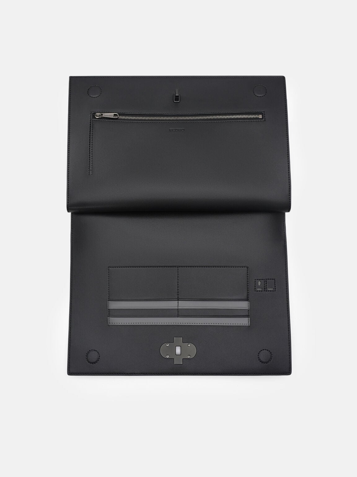 Saffiano Leather Portfolio Bag, Black Saffiano