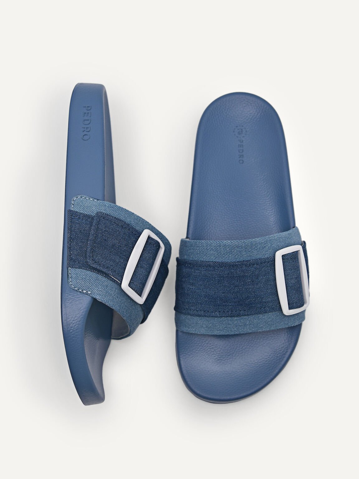 Denim Slide Sandals, Blue