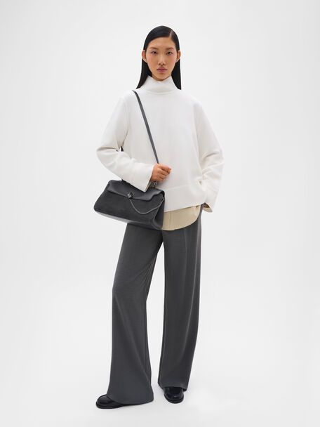 Mirelle Leather Shoulder Bag, Dark Grey