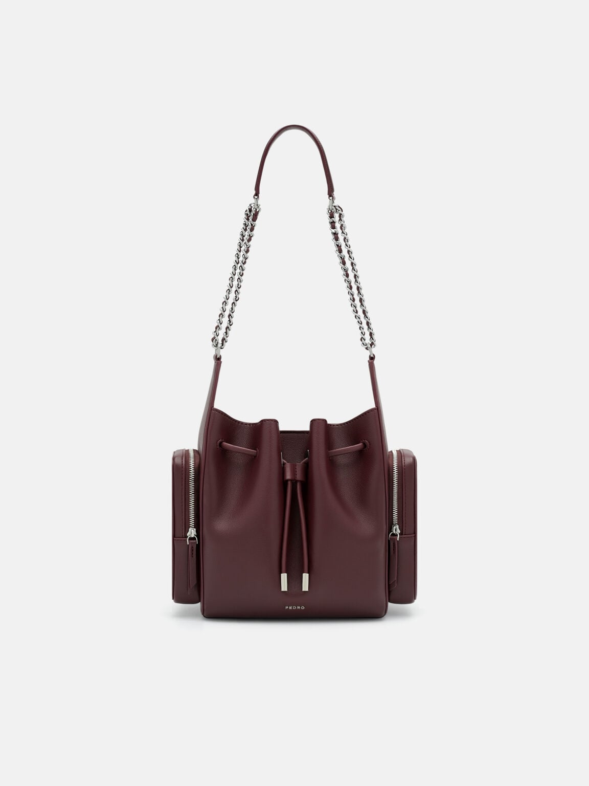 Drawstring Bucket Bag, Burgundy