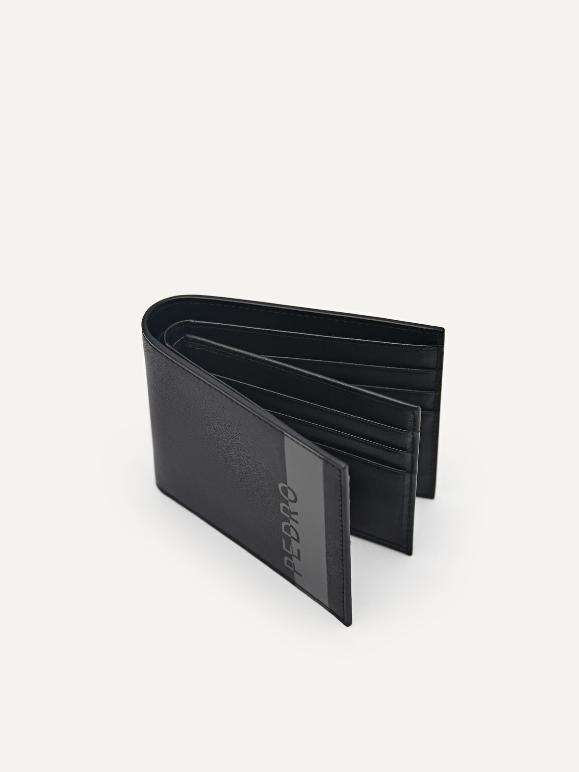 Leather Bi-Fold Flip Wallet, Black