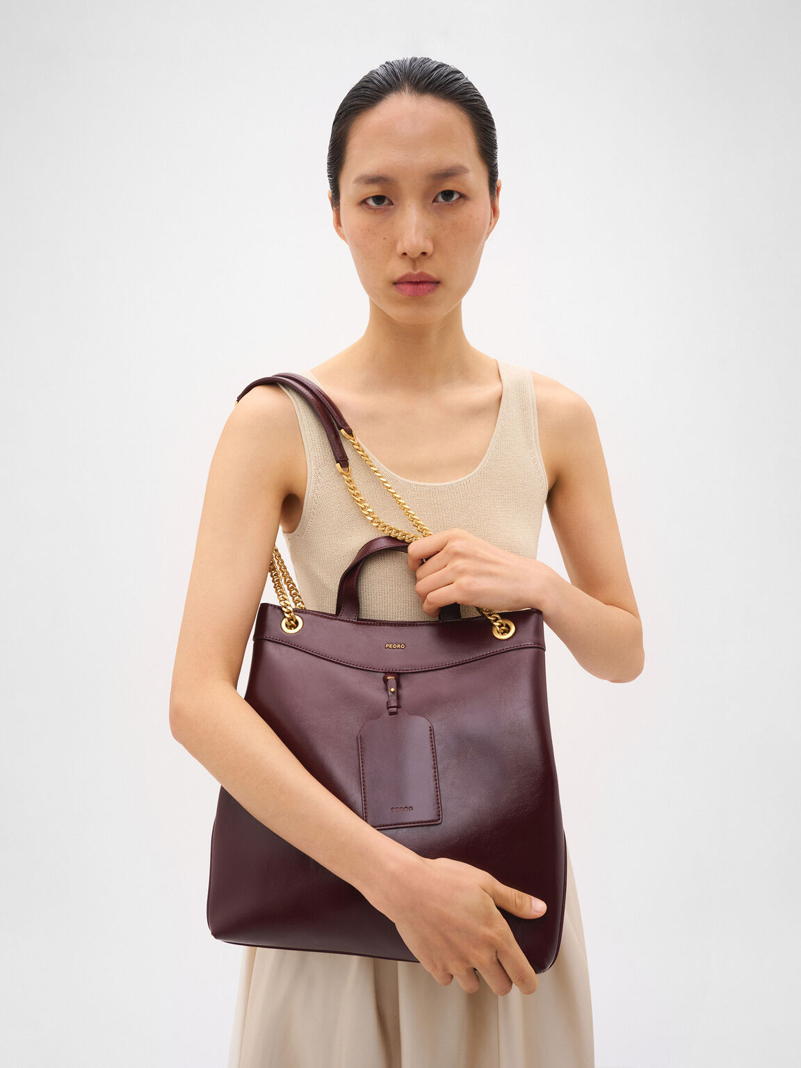 Cassier Tote Bag, Wine Wrinkled