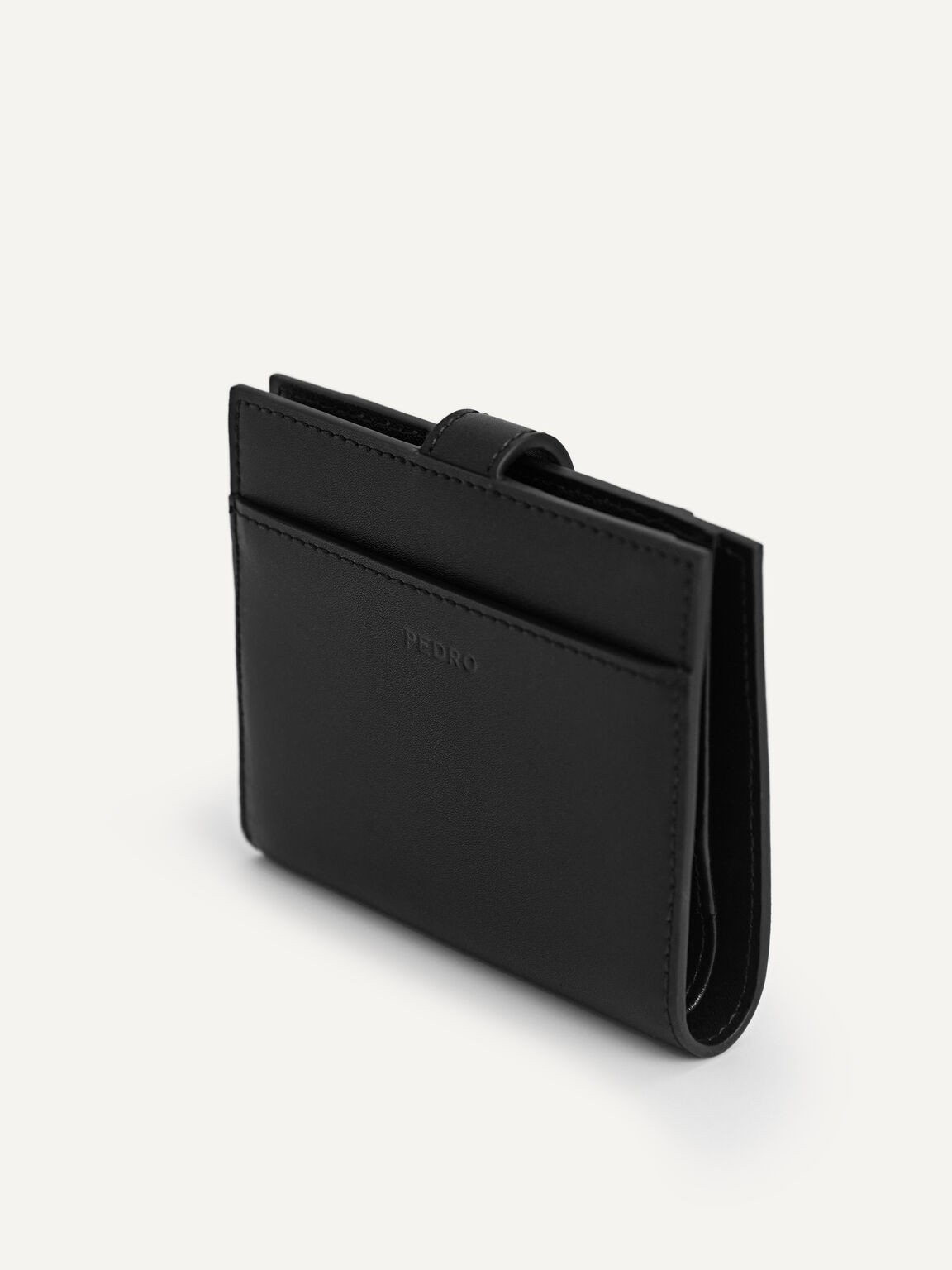 Monochrome Bi-Fold Leather Wallet, Black