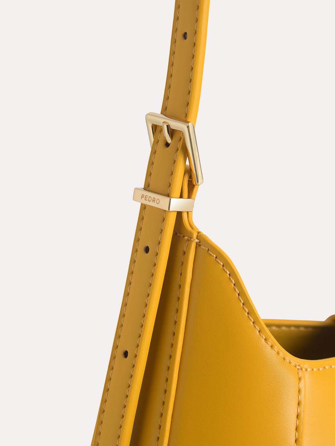 Top Handle Bag with Oval Buckle, Mustard