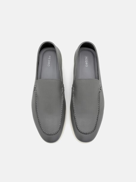 Oliver Tumbled Leather Loafers, Grey Tumble