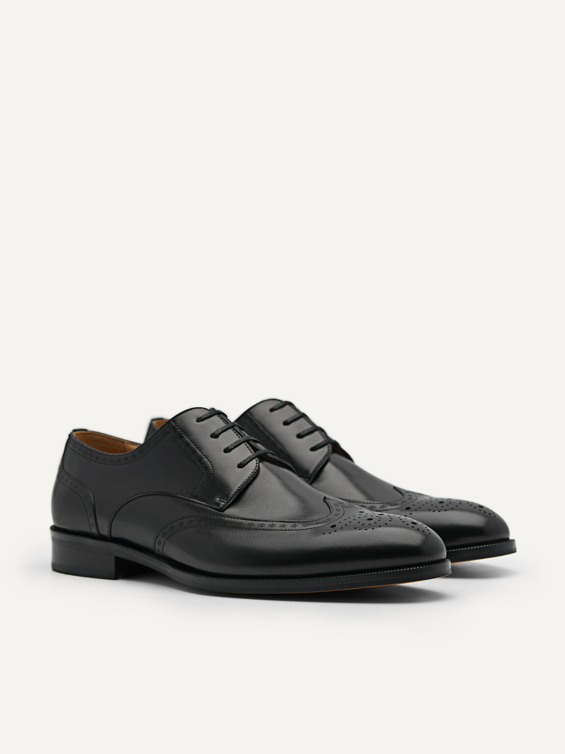 PEDRO Icon Leather Brogue Derby Shoes, Black