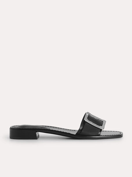 Casual Buckle Sandals, Black