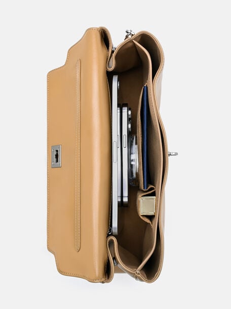Mirelle Leather Shoulder Bag, Camel