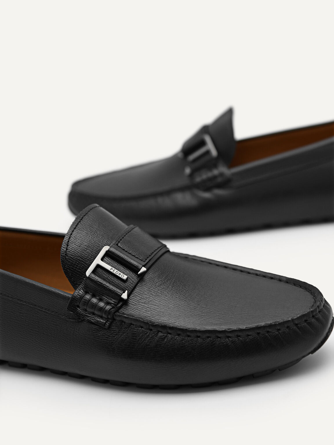 Leather Driving Moccassins, Black