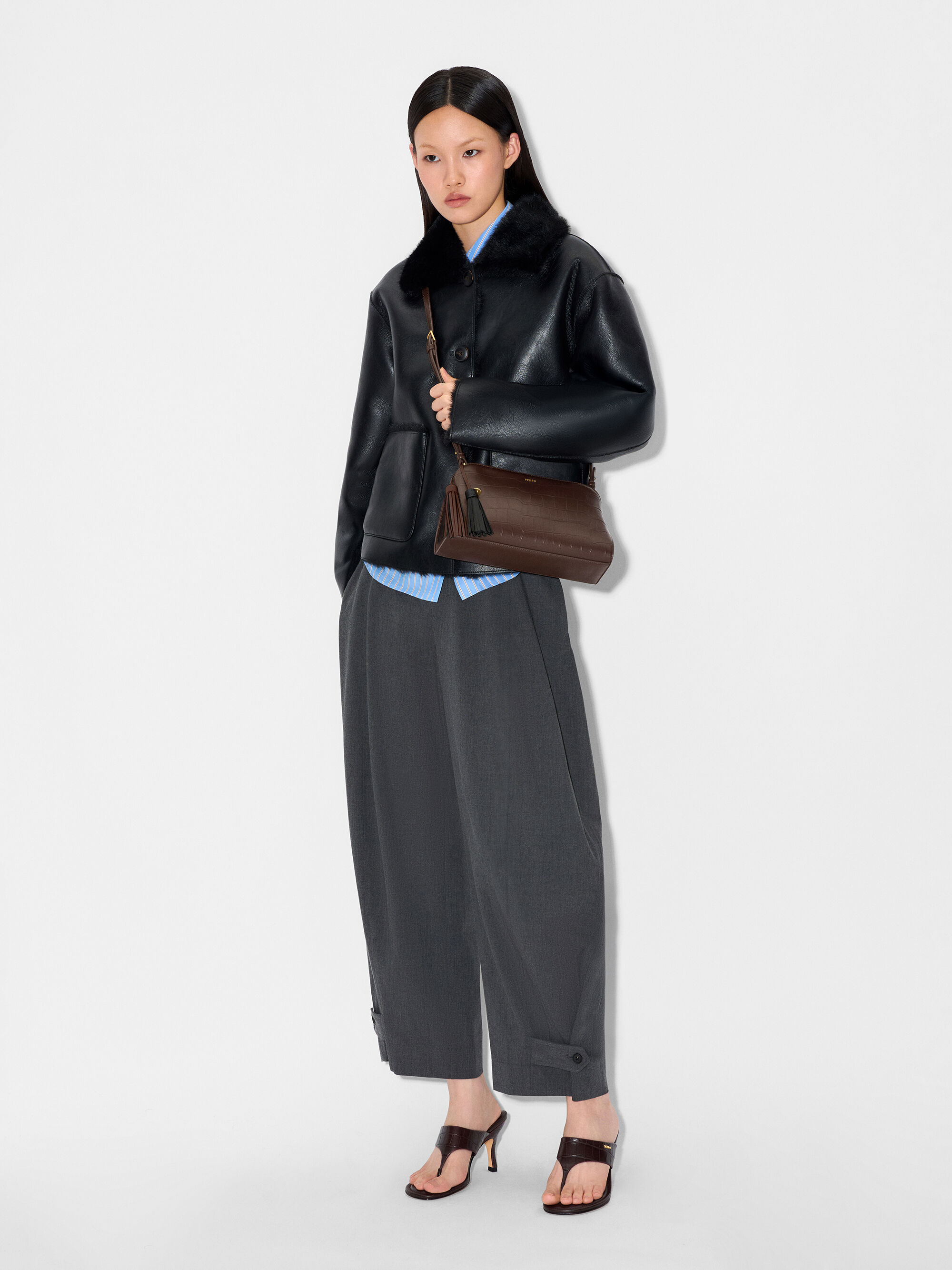 Dark Brown Tassel Shoulder Bag - PEDRO SG