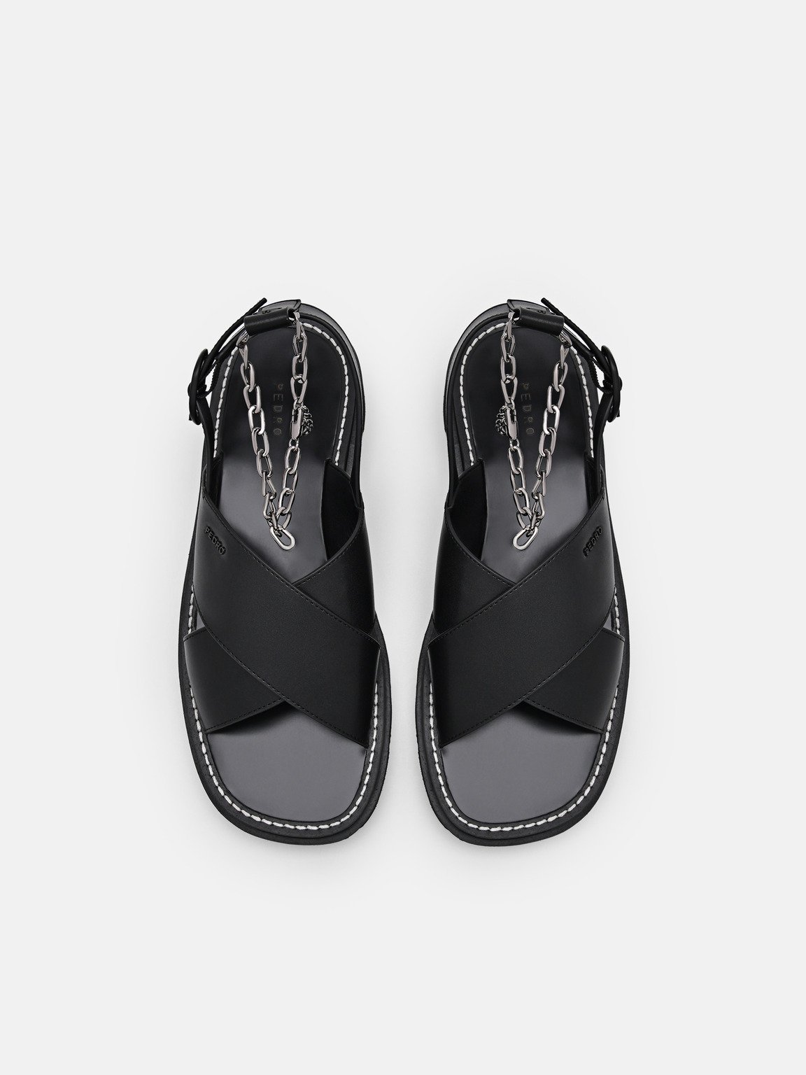 Slingback Cross Strap Sandals, Black