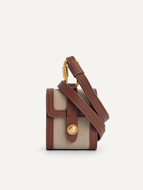 Leather Two-Tone AirPod Pouch, Cognac